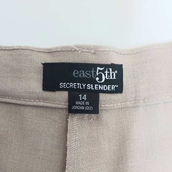 NWT East 5th Secretely Slender Tan Flat Front Hi Rise Straight Leg Pants Size 14 - Picture 4 of 7